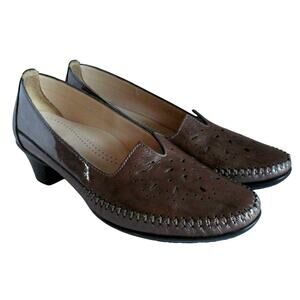 SAS Women's Perforated Comfort Sanyo Bordo Brown Slip On Heel Shoes Size 7.5M